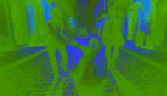 María Emilia struggles as two men drag her back to her family's estate on a dimly lit cobblestone street.