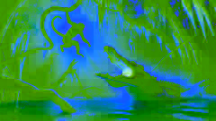 Le singe rusé saute en sécurité sur une branche solide, laissant le crocodile frustré derrière lui dans l’eau sombre.