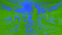 Ole Nkiria y Simel están de pie sobre la tierra agrietada mientras los ancianos Maasai discuten sobre la sequía bajo un sol abrasador.