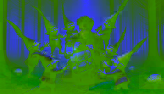 Mischievous gnomes surround Felix in the forest, tossing his backpack while one holds a glowing lantern, their faces filled with glee.