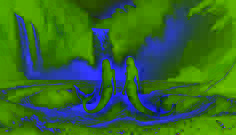 Lucía and Valeria caught in the swirling currents of Pailón del Diablo, their legs transforming into shimmering mermaid tails.