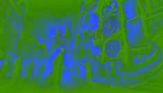 Prague’s Old Town Square distorts as time fractures; people vanish, the Orloj spins wildly, and Horace watches in horror.