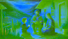  Isidro, Caleb, and Emma share a quiet moment outside Isidro’s home, with the Andes glowing under a golden sunset.