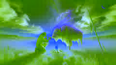 The White Buffalo Woman offering the sacred pipe beneath a vivid sunset