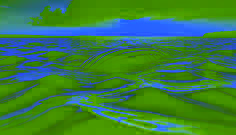 Silhouette of a serpentine creature gliding beneath the waves at twilight in Saint Joseph Sound.