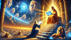 King Ur-Nammu receives glowing law tablets from Shamash in a vision