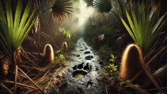 Large muddy footprints and tufts of hair found on a Florida swamp trail.