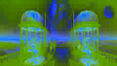 The Inn’s exterior at midnight, lights glowing as the air hums with temporal energy