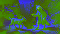 A sly fox gestures toward a steep ravine, pretending to guide a hesitant goat to safety in the cold, snowy wilderness.