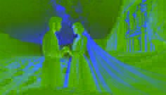 Layla y Omar se encuentran bajo un cielo estrellado en Wadi Qelt, tomados de la mano mientras el viento del desierto levanta su velo.
