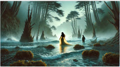 A young fisherman glimpses the radiant Pincoya emerging from the sea at a hidden cove.