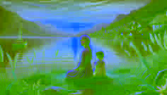 Lotte se sienta en la orilla cubierta de hierba del Lago Traun al atardecer, mientras Undine, ahora humana, se coloca a su lado con una expresión cálida.