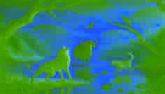 Un león duda cerca de un cadáver de búfalo mientras un chacal le advierte de espíritus que lo observan junto al río.