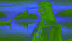 Ingrid está em pé, solenemente, na margem do lago ao amanhecer, contemplando Blåkulla, com a mão apertando a marca de seu sacrifício.