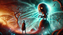 Nandi faces the Tokoloshe in a glowing spirit world.