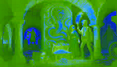 Isabella y Mateo descubren el tesoro maldito en una cripta bajo la Catedral de San Juan, mientras el fantasma de Diego se cierne a sus espaldas.