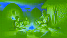 Ekaru y su padre, Lobuin, se sientan junto a una fogata en una aldea Turkana al anochecer, conversando sobre la leyenda del Bailarín Nocturno.