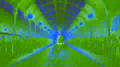 Phileas Fogg stepping off the train at Euston Station under dim gaslight