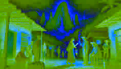 A night scene in a Cuban village with glowing mist from a mogote and an elder handing herbs to a young guide.