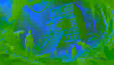 Der vergessene Tempel von El Mirador, von Ranken umschlungen, während Dr. Elena Martínez ehrfurchtsvoll davorsteht.