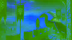 A knighted squire standing beside a majestic dragon on ancient battlements at dawn