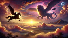 Lycians celebrate Bellerophon and Pegasus after defeating the Chimera