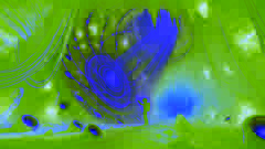 The stowaway reaches out to touch an alien device pulsating with energy inside a cavern