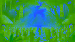 Junal and Ixal emerge from the underworld into dawn-lit jungle, greeted by villagers