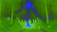 Queen Libuše’s funeral at Vyšehrad with mourners gathered in candlelight.
