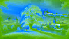Libuše’s spirit beneath a blossoming linden tree as Prague flourishes in the background.