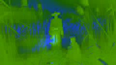 Bubak figure cradling a bundle in foggy marsh as Eliska watches in fear