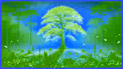 Un majestuoso árbol de Ceibo floreciendo con brillantes flores rojas sobre un campo de batalla silencioso.