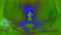 Lars toca seu violino apaixonadamente durante o teste final do Neck à beira de um rio iluminado pela lua.