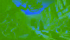 Dos hermanas descubriendo la entrada a un barranco rocoso donde emerge una hiena gigante.