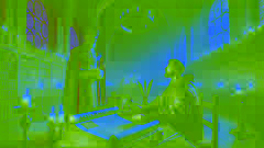 Mensageiro real entregando convocação ao escriba Otto na biblioteca da abadia medieval.