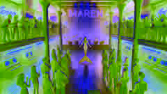 Une foule électrisée acclamant la performance illuminée au néon de Maren.
