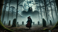 María bravely follows the Chonchon into the misty forest at night