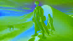 Idris stands at the base of a tall dune, with the Golden Camel shimmering faintly on the horizon.