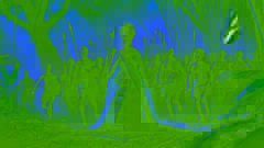 La reina Nzinga liderando a sus tropas en batalla en los espesos bosques de Ndongo, utilizando tácticas de guerrilla contra los portugueses.