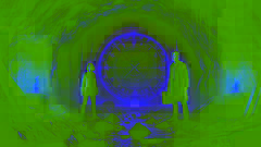 Emma and Professor Stern face a glowing stone door in the ancient tunnels beneath Mannheim.