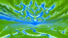 Ten radiant Golden Crows flying together, their fiery glow scorching the earth, with dry rivers and burning fields below.