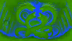 As formas serpenteantes de Tezcatlipoca e Quetzalcoatl lutando contra o monstro marinho Cipactli.