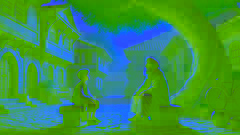 Un niño escucha atentamente a un hombre sabio sentado en un banco en una tranquila plaza del pueblo, bañado por la cálida luz del sol.