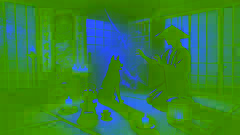Hayato realiza un ritual prohibido, invocando al Inugami en una habitación tenuemente iluminada.
