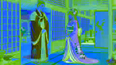El emperador Mikado visita a Kaguya-hime para pedir su mano en matrimonio.