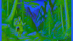 Meng Jiangnu em sua jornada por paisagens severas.