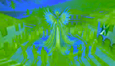 Ajani, now The Golden Moko Jumbie, towers over the village on golden stilts as the people watch in awe and reverence.