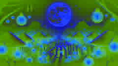 Des lanternes illuminent la nuit sous la pleine lune lors d'une fête villageoise au Nigeria.