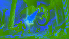 Daniel está listo con la lanza de Nqoba, mientras Sibusiso distrae al dragón entre las ruinas en descomposición, con el fuego iluminando el campo de batalla.