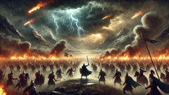 The Battle of Mag Tuired between Fir Bolg warriors and Tuatha Dé Danann.